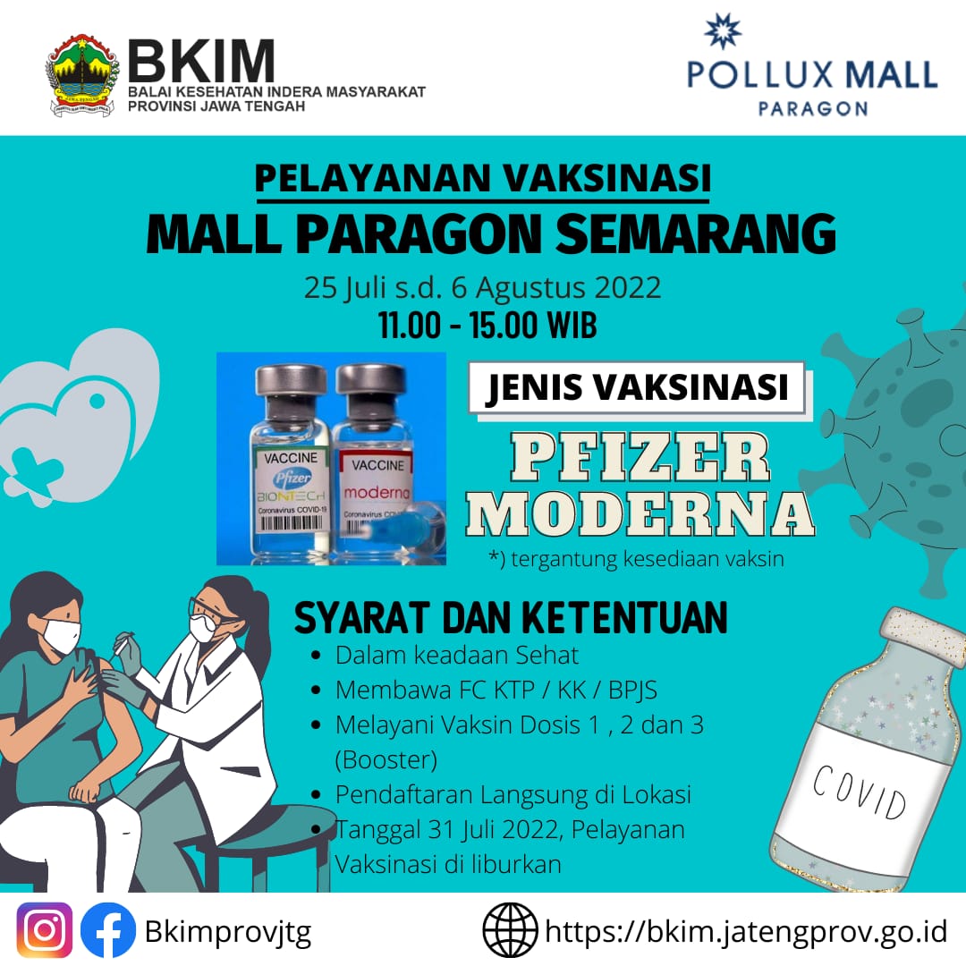 Pelayanan Vaksinasi di Mall Paragon, Semarang
